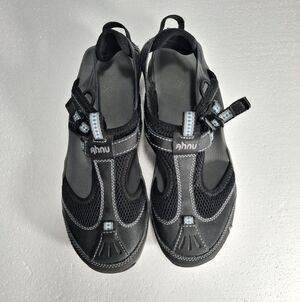 Ahnu Womens Sport Sandals Black Gray Water-Ready Leather And Textile Size 7.5